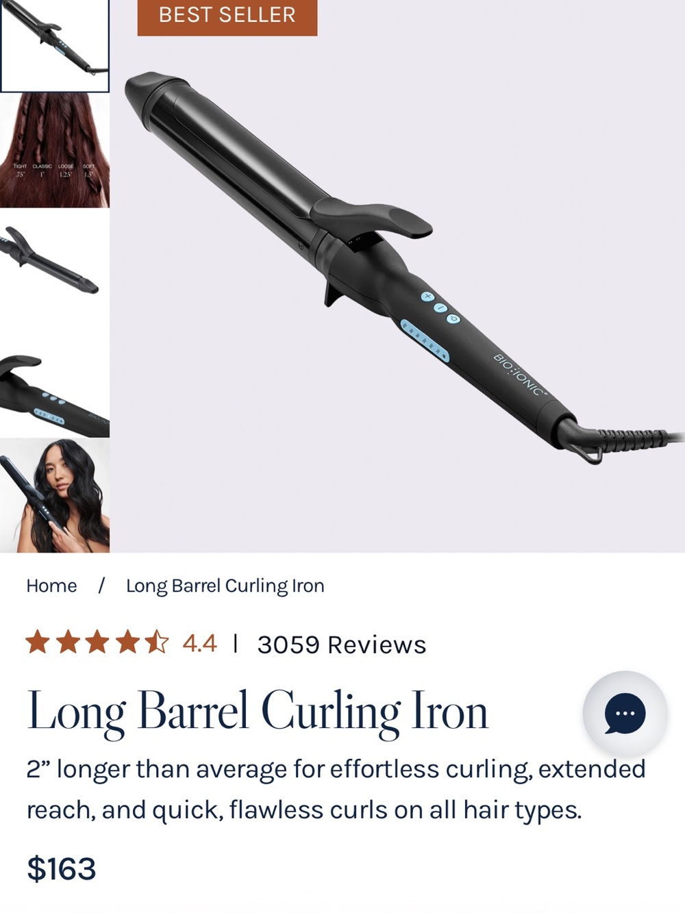 BIO IONIC 1.5 LONG BARREL CURLER - BRAND NEW